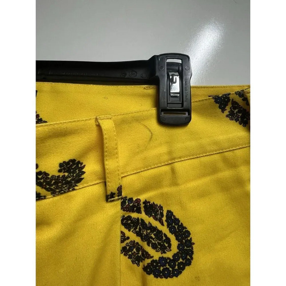 Noah NWT Floral Paisley Pleated Chino Pants Trousers Yellow SIZE 32 Mens - Picture 8 of 10